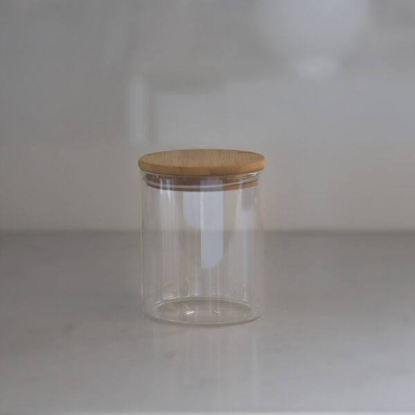 צנצנת מזווה - 750ml צנצנת זכוכית עם מכסה עץ